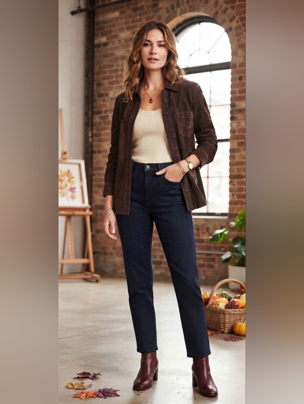 Ann Taylor Suede Leather Shirt Jacket Womens M Brown 100% Leather Minimalist - Picture 12 of 12